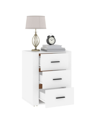Comodino Bianco 50x36x60 cm in Legno Ingegnerizzato