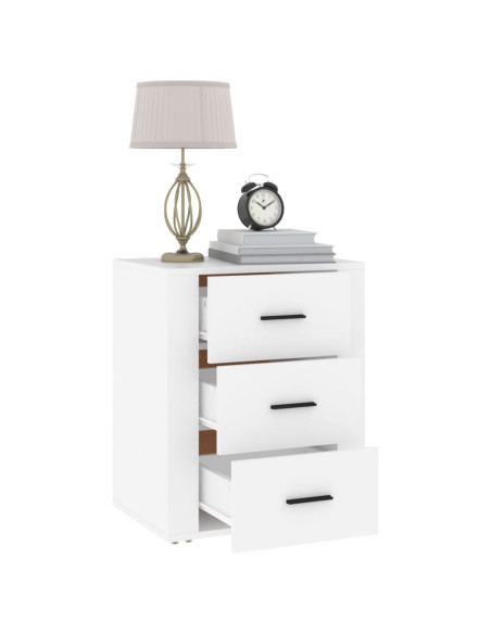 Comodino Bianco 50x36x60 cm in Legno Ingegnerizzato