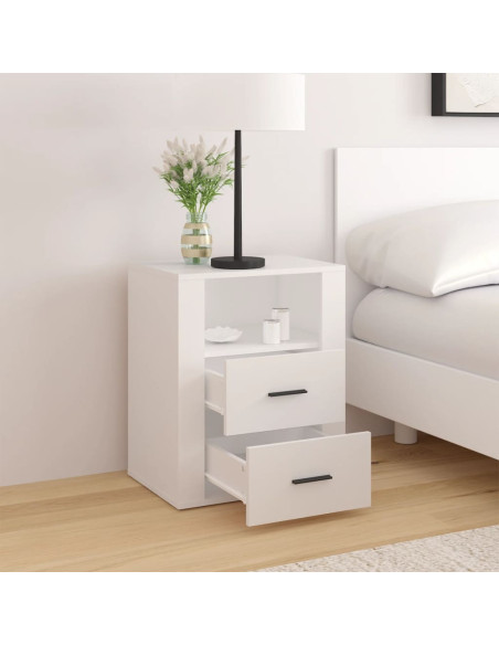 Comodino Bianco 50x36x60 cm in Legno Ingegnerizzato
