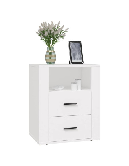 Comodino Bianco 50x36x60 cm in Legno Ingegnerizzato