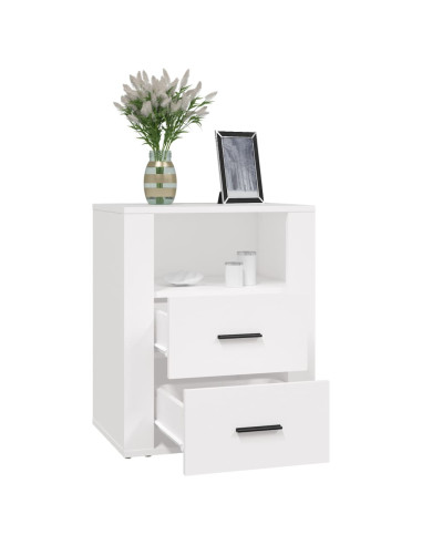 Comodino Bianco 50x36x60 cm in Legno Ingegnerizzato