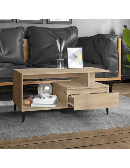 Tavolino da Salotto Rovere Sonoma 90x49x45 cm Legno Multistrato