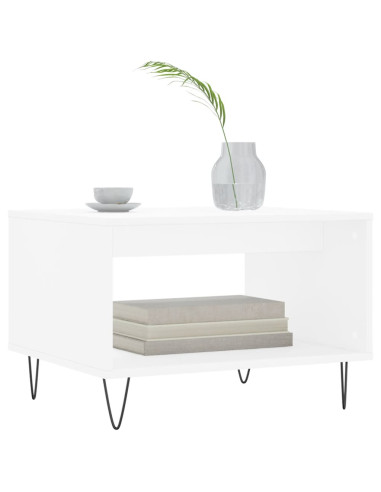 Tavolino da Salotto Bianco 60x50x40 cm in Legno Multistrato