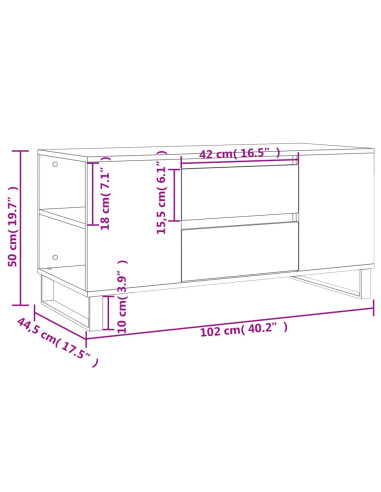 Tavolino Salotto Grigio Cemento 102x44,5x50cm Legno Multistrato