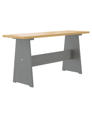 Tavolo da Pranzo con Panca Pino Massello Marrone Miele e Grigio