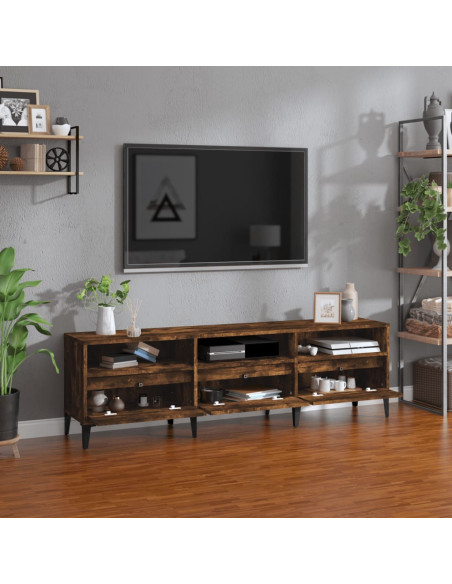 Mobile Porta TV Rovere Fumo 150x30x44,5 cm in Legno Multistrato