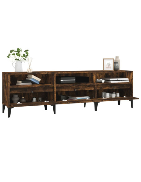 Mobile Porta TV Rovere Fumo 150x30x44,5 cm in Legno Multistrato