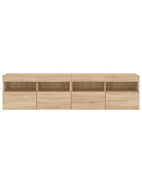 Mobili TV a Parete con Luci LED 2pz Rovere Sonoma 80x30x40 cm
