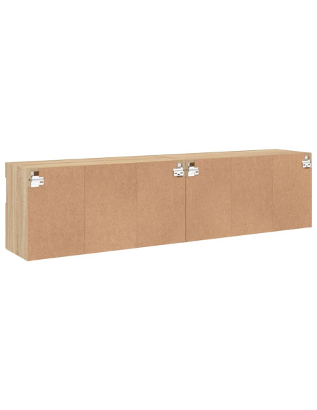 Mobili TV a Parete con Luci LED 2pz Rovere Sonoma 80x30x40 cm
