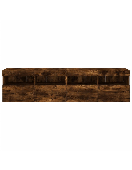 Mobili TV a Parete con Luci LED 2pz Rovere Fumo 80x30x40 cm