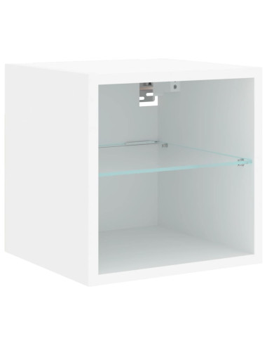 Mobili TV a Muro con LED 8pz Bianchi in Legno Multistrato