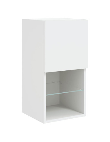 Mobili TV a Muro con LED 8pz Bianchi in Legno Multistrato