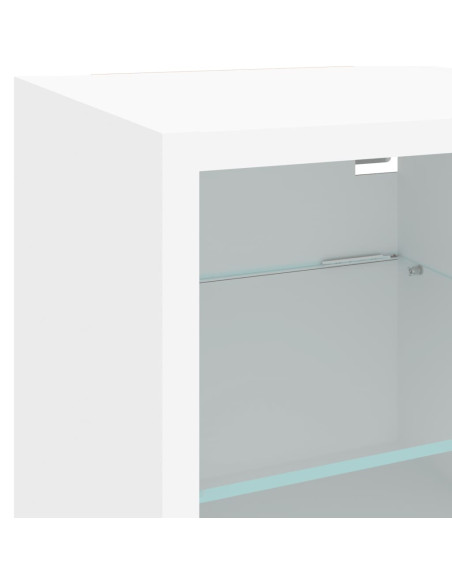 Mobili TV a Muro con LED 8pz Bianchi in Legno Multistrato