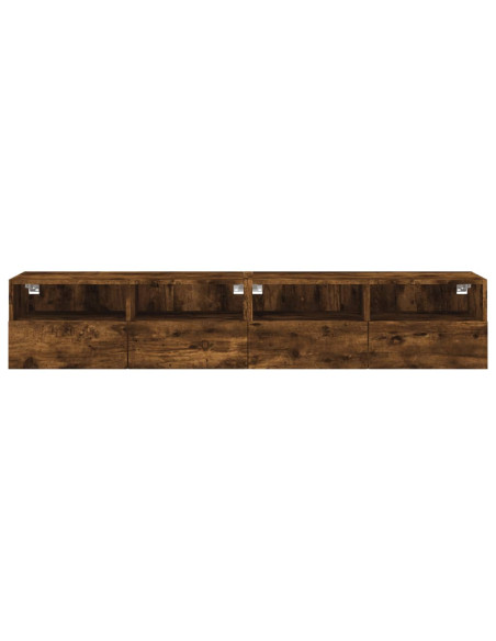 Mobili TV a Muro 2 pz Rovere Fumo 80x30x30 cm Legno Multistrato