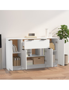 Credenze 3 pz Bianco in Legno Multistrato 2