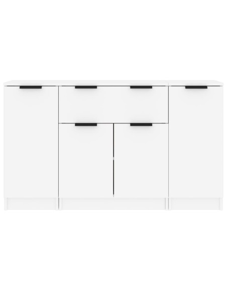 Credenze 3 pz Bianco in Legno Multistrato