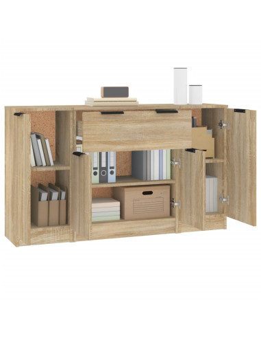 Credenze 3 pz Rovere Sonoma in Legno Multistrato