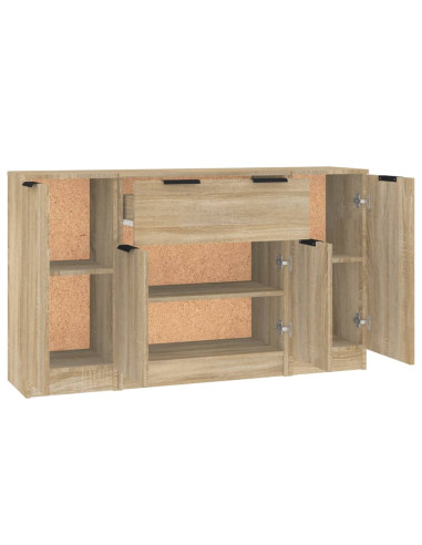 Credenze 3 pz Rovere Sonoma in Legno Multistrato