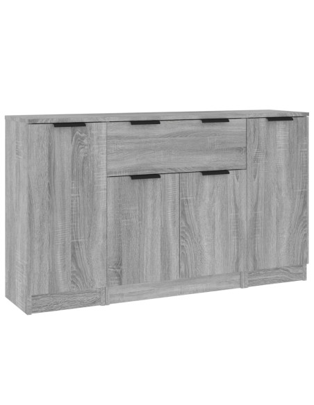 Credenze 3 pz Grigio Sonoma in Legno Multistrato
