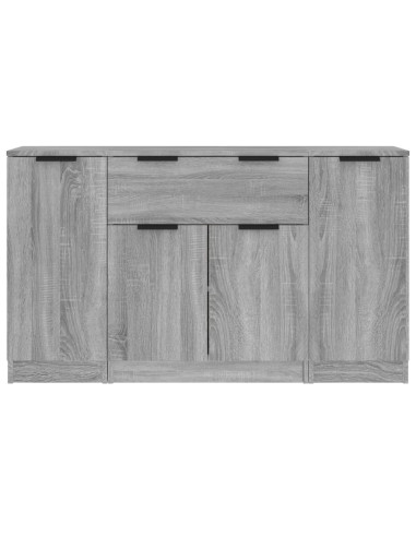 Credenze 3 pz Grigio Sonoma in Legno Multistrato
