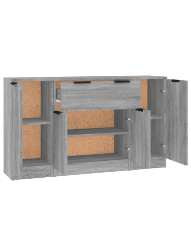 Credenze 3 pz Grigio Sonoma in Legno Multistrato