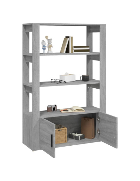 Credenza Grigio Sonoma 80x30x119,5 cm in Legno Multistrato