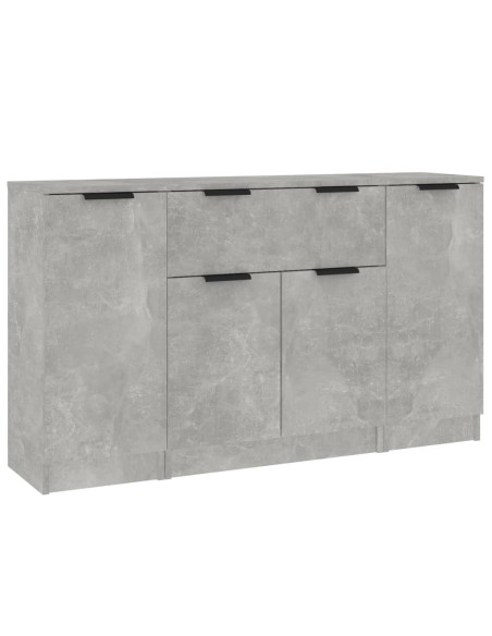 Credenze 3 pz Grigio Cemento in Legno Multistrato
