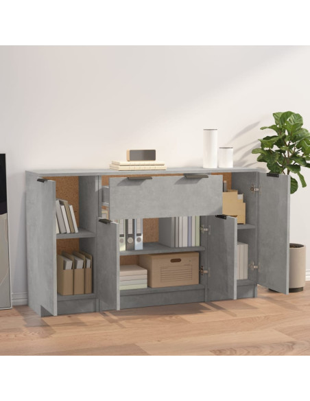 Credenze 3 pz Grigio Cemento in Legno Multistrato