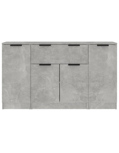 Credenze 3 pz Grigio Cemento in Legno Multistrato
