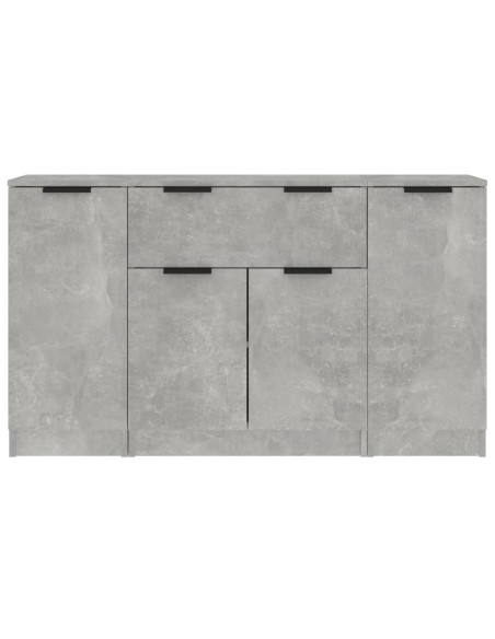 Credenze 3 pz Grigio Cemento in Legno Multistrato