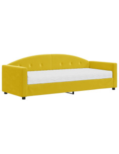 Divano Letto con Materasso Giallo 80x200 cm in Velluto