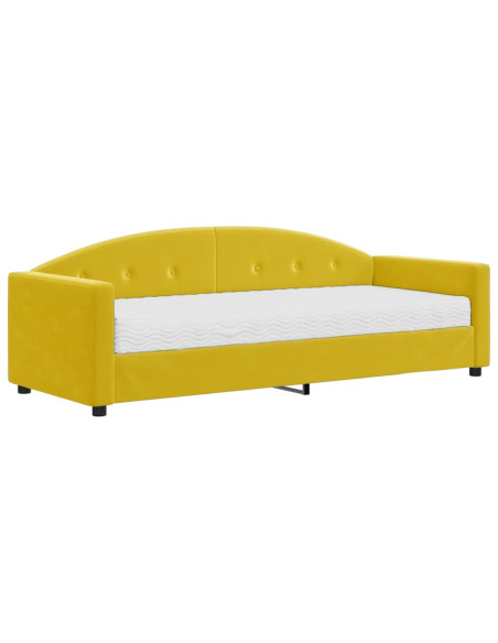 Divano Letto con Materasso Giallo 80x200 cm in Velluto