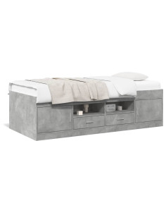 Divano Letto con Cassetti Grigio Cemento 90x200 cm Multistrato