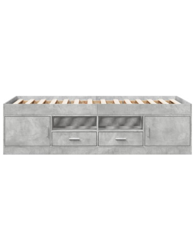 Divano Letto con Cassetti Grigio Cemento 90x200 cm Multistrato