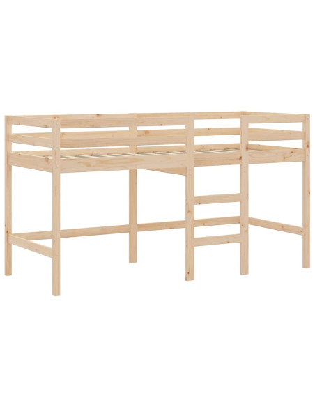 Letto a Soppalco con Tunnel Bambini Rosa 90x190cm Massello Pino