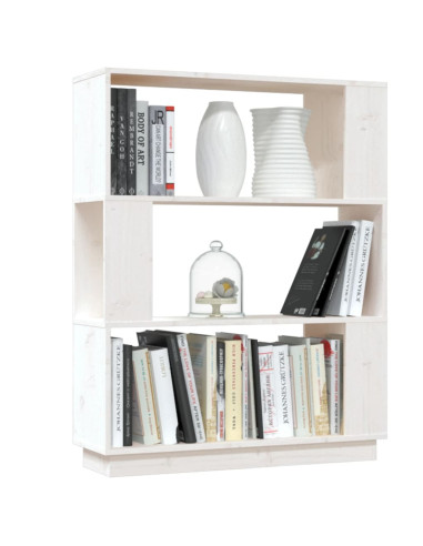 Libreria/Divisorio Bianco 80x25x101 cm Legno Massello di Pino