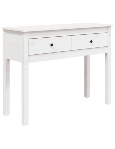 Tavolo Consolle Bianco 100x35x75 cm in Legno Massello di Pino