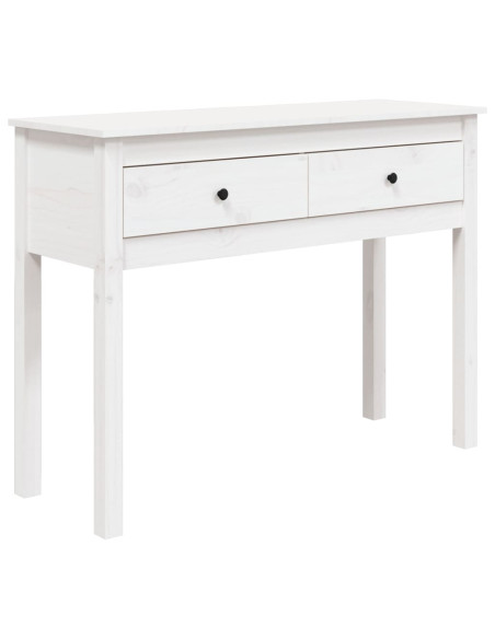 Tavolo Consolle Bianco 100x35x75 cm in Legno Massello di Pino
