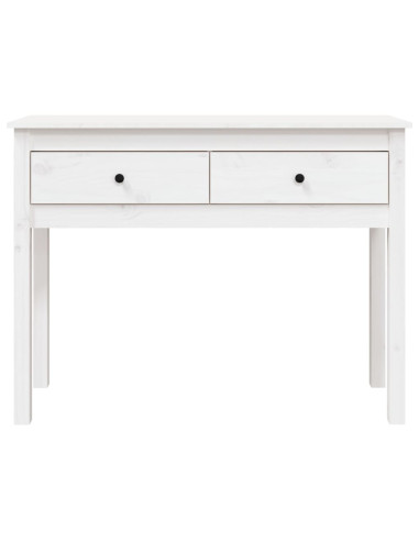 Tavolo Consolle Bianco 100x35x75 cm in Legno Massello di Pino
