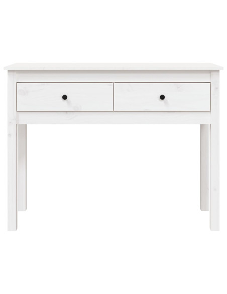 Tavolo Consolle Bianco 100x35x75 cm in Legno Massello di Pino