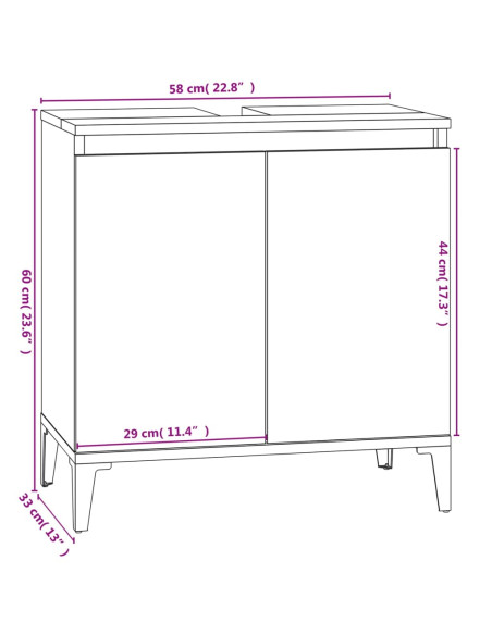 Set Mobili da Bagno 3 pz Rovere Fumo in Legno Multistrato