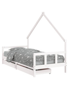 Giroletto Bambini con Cassetti Bianco 90x190 cm Massello Pino