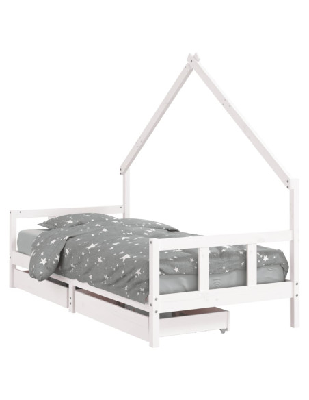 Giroletto Bambini con Cassetti Bianco 90x190 cm Massello Pino