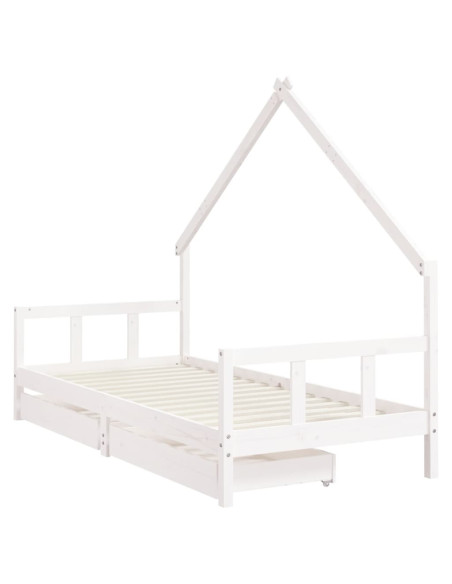 Giroletto Bambini con Cassetti Bianco 90x190 cm Massello Pino