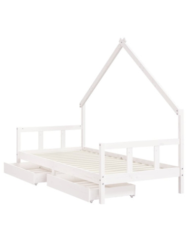 Giroletto Bambini con Cassetti Bianco 90x190 cm Massello Pino