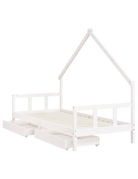 Giroletto Bambini con Cassetti Bianco 90x190 cm Massello Pino