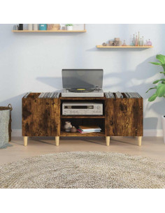 Mobile Porta Dischi Rovere Fumo 121x38x48 cm Legno Multistrato 2