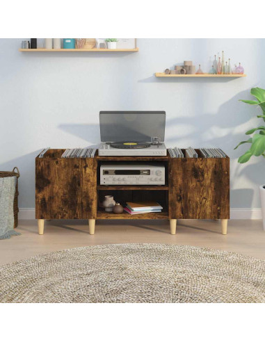Mobile Porta Dischi Rovere Fumo 121x38x48 cm Legno Multistrato