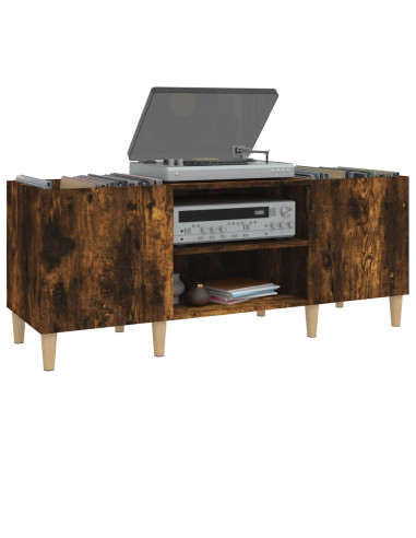 Mobile Porta Dischi Rovere Fumo 121x38x48 cm Legno Multistrato
