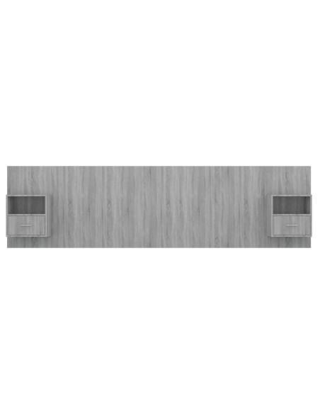 Testiera Letto con Comodini in Legno Multistrato Grigio Sonoma